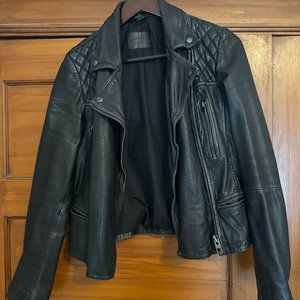 All Saints.- Cargo Distressed Leather Biker Jacket